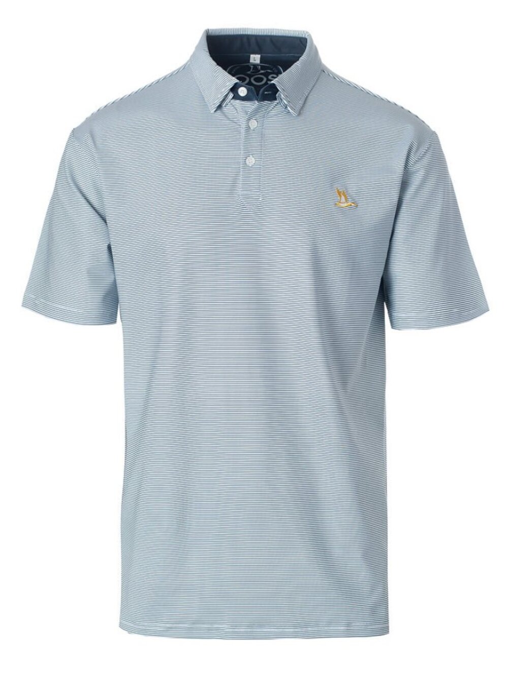Roost Waterfowl by Fieldstone Men’s XL Blue White Stripe Golf Polo EUC